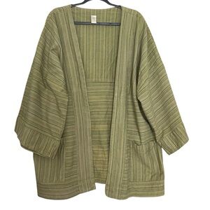 Soul Flower L/XL Striped Green Kimono Cardigan